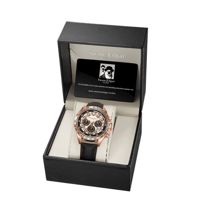 Limited Edition Swan & Edgar Hand Assembled Speed Tracker Mechanical Quartz Rose White - SJR London Timepiece