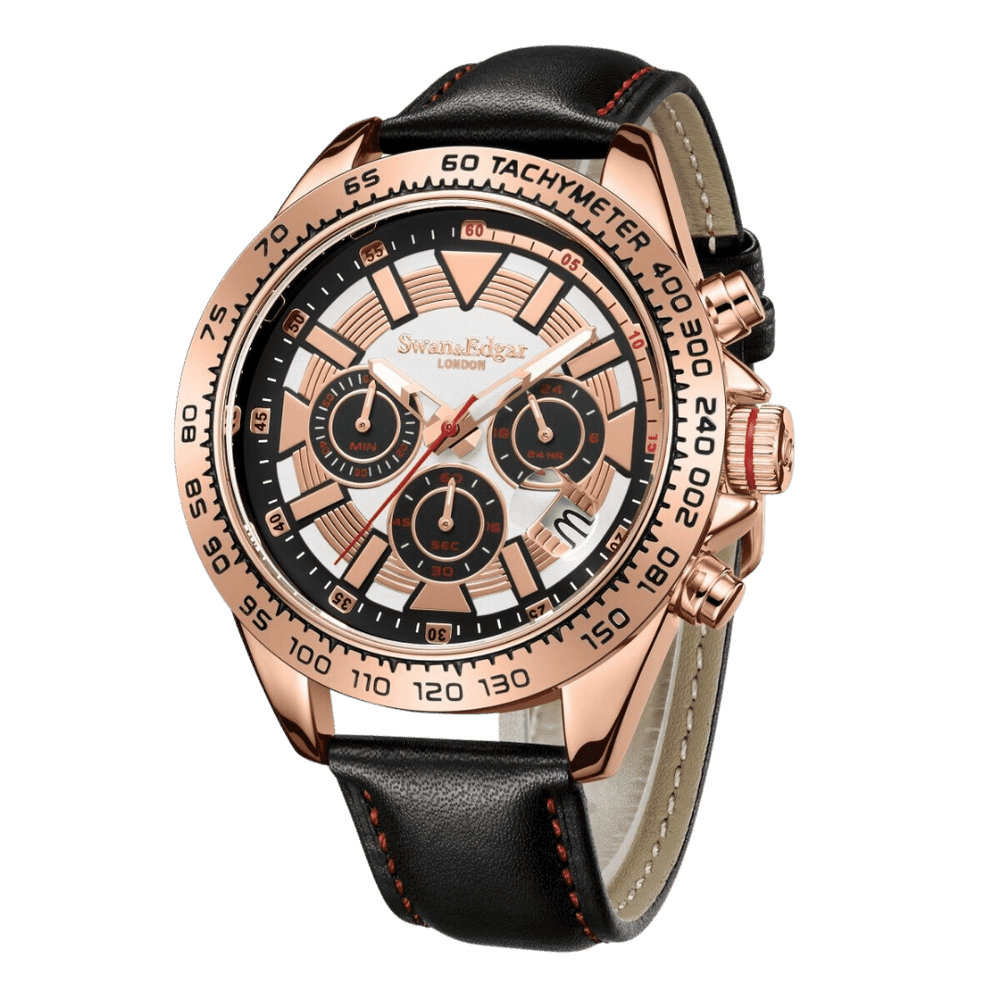 Limited Edition Swan & Edgar Hand Assembled Speed Tracker Mechanical Quartz Rose White - SJR London Timepiece