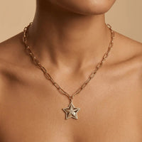Solid Gold Necklace – Starlight Link Chain – 14ct Gold