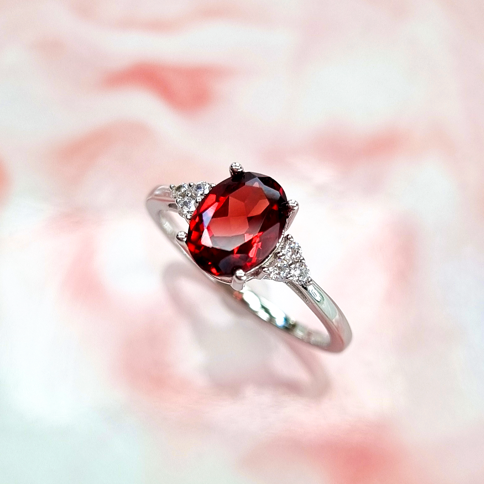 Garnet Ring in Sterling Silver - SJR London Timepiece