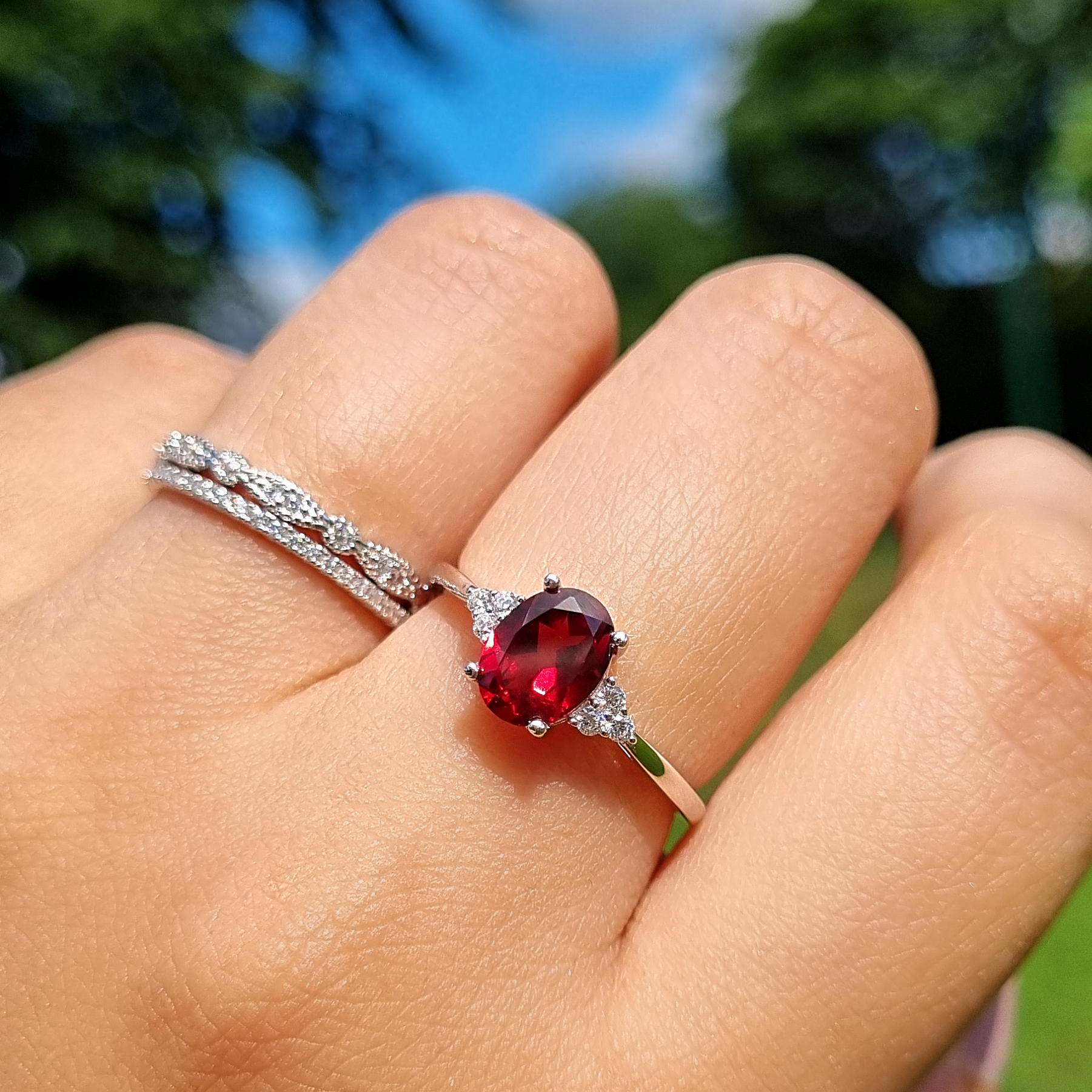 Garnet Ring in Sterling Silver - SJR London Timepiece