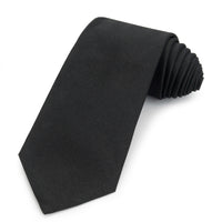 Black Three-Fold Silk Reppe Tie