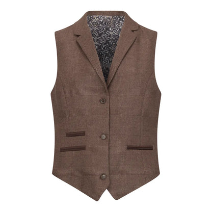 TPW50 - Women's Brown 3 Piece Prince Of Wales Check Suit
