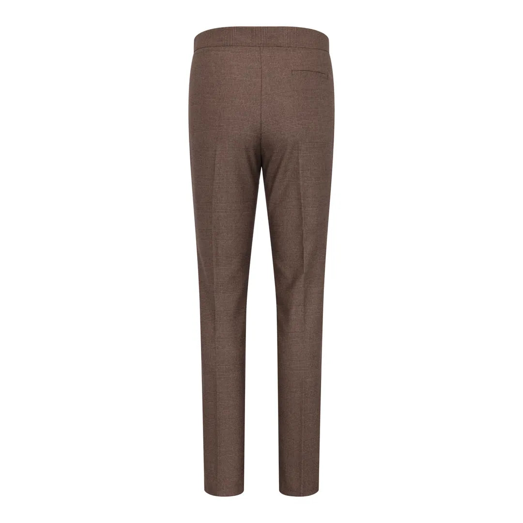 TPW50 - Women's Brown 3 Piece Prince Of Wales Check Suit