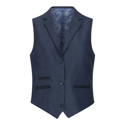 TPW52 - Women's Navy 3 Piece Prince Of Wales Check Suit