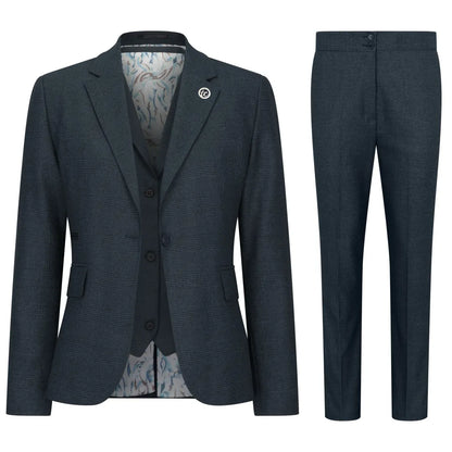 TPW53 - Women's Green 3 Piece Prince Of Wales Check Suit