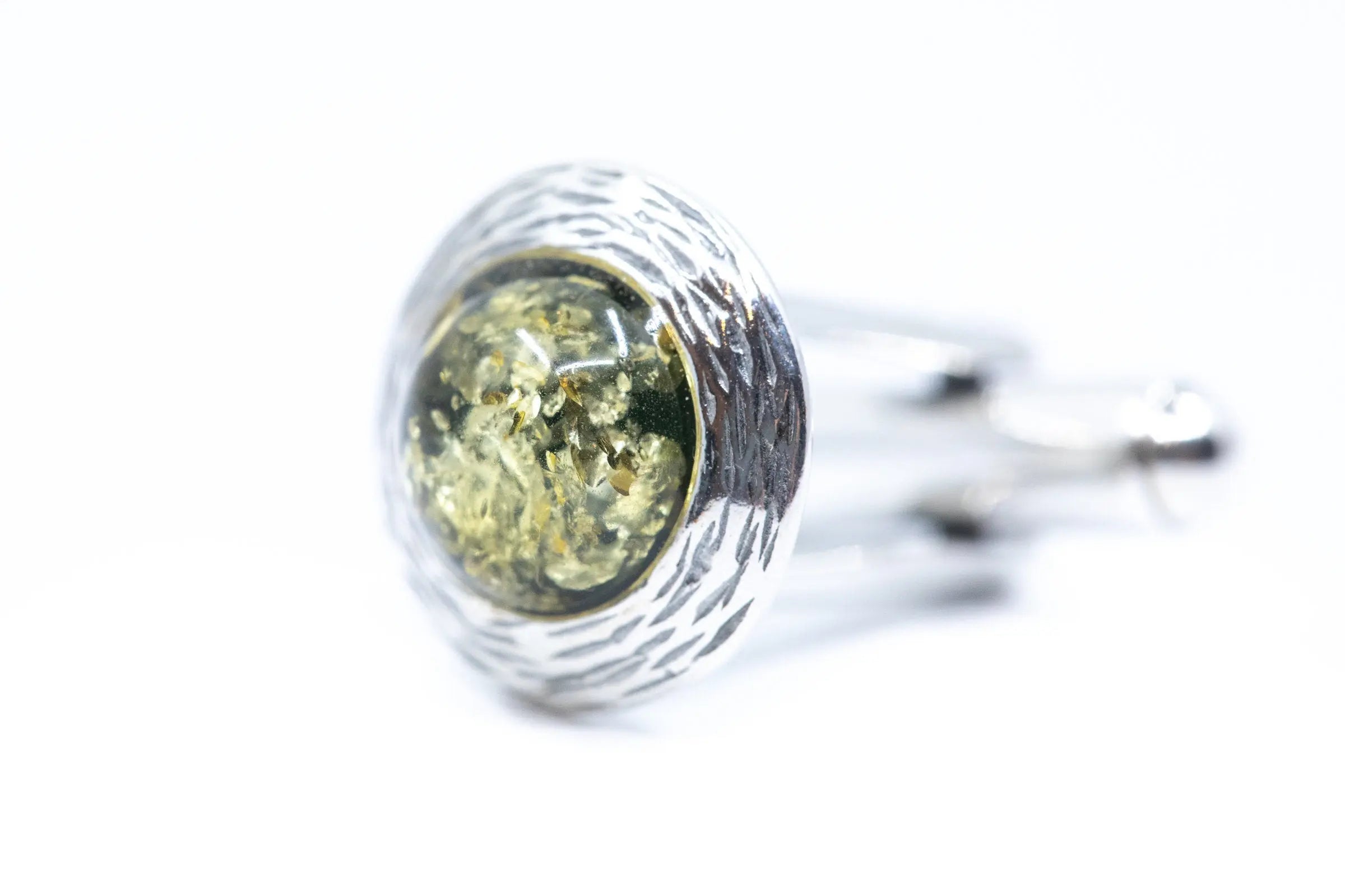 Boutons de manchette ambre vert cadre texturé