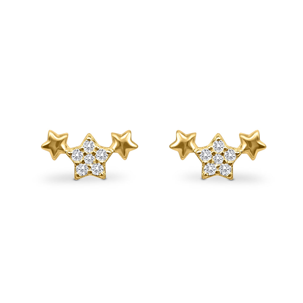 Boucles d'oreilles Trio d'étoiles en or
