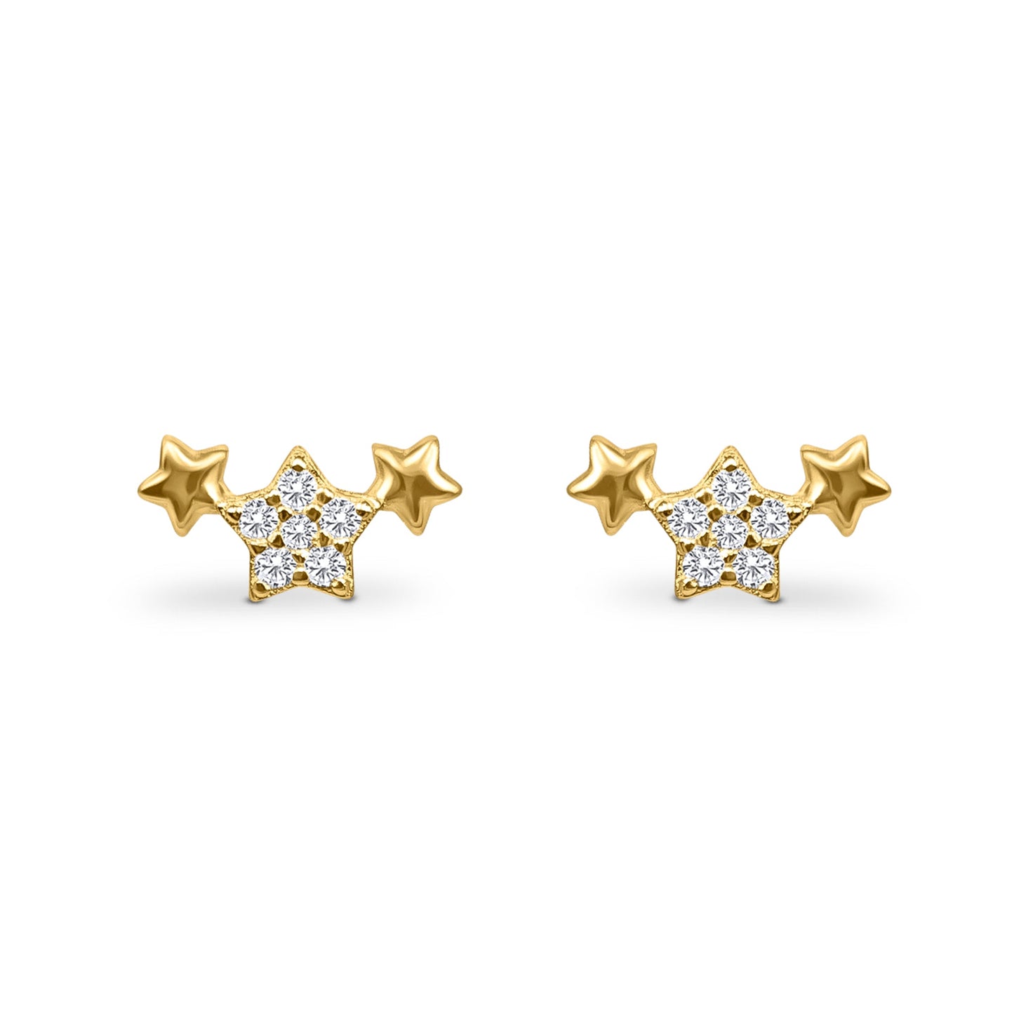 Trio of Stars Earrings in Gold - SJR London Timepiece