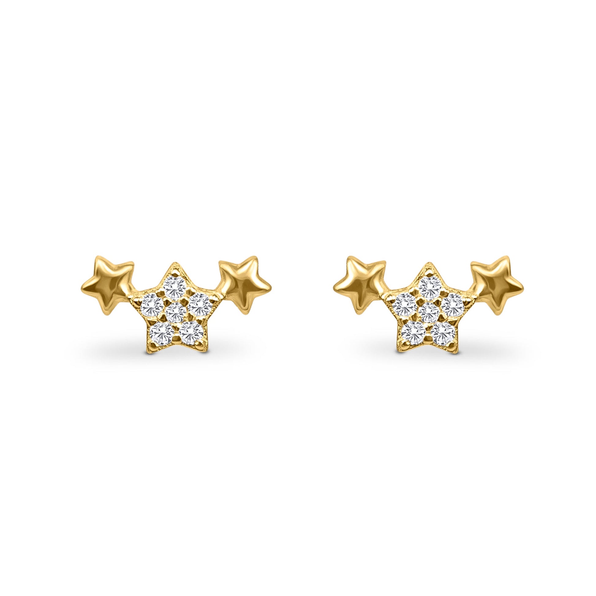 Trio of Stars Earrings in Gold - SJR London Timepiece