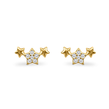 Trio of Stars Earrings in Gold - SJR London Timepiece