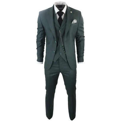 James - Men's 3 Piece Green Suit