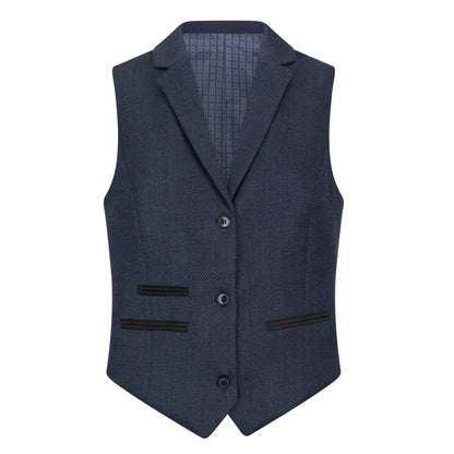 TPW-AK-04 - Women's Navy 3 Piece Herringbone Tweed Suit