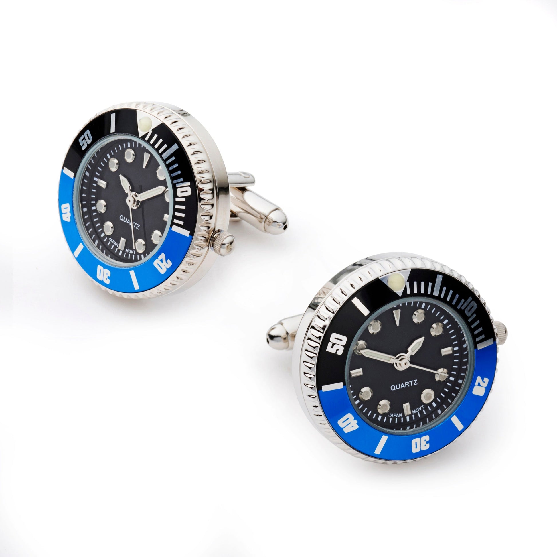 Working 'Batman' Watch Cufflinks In Black And Blue - SJR London Timepiece