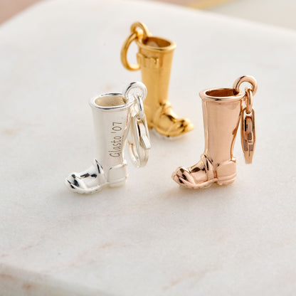 Welly Boot Personalised Silver Charm