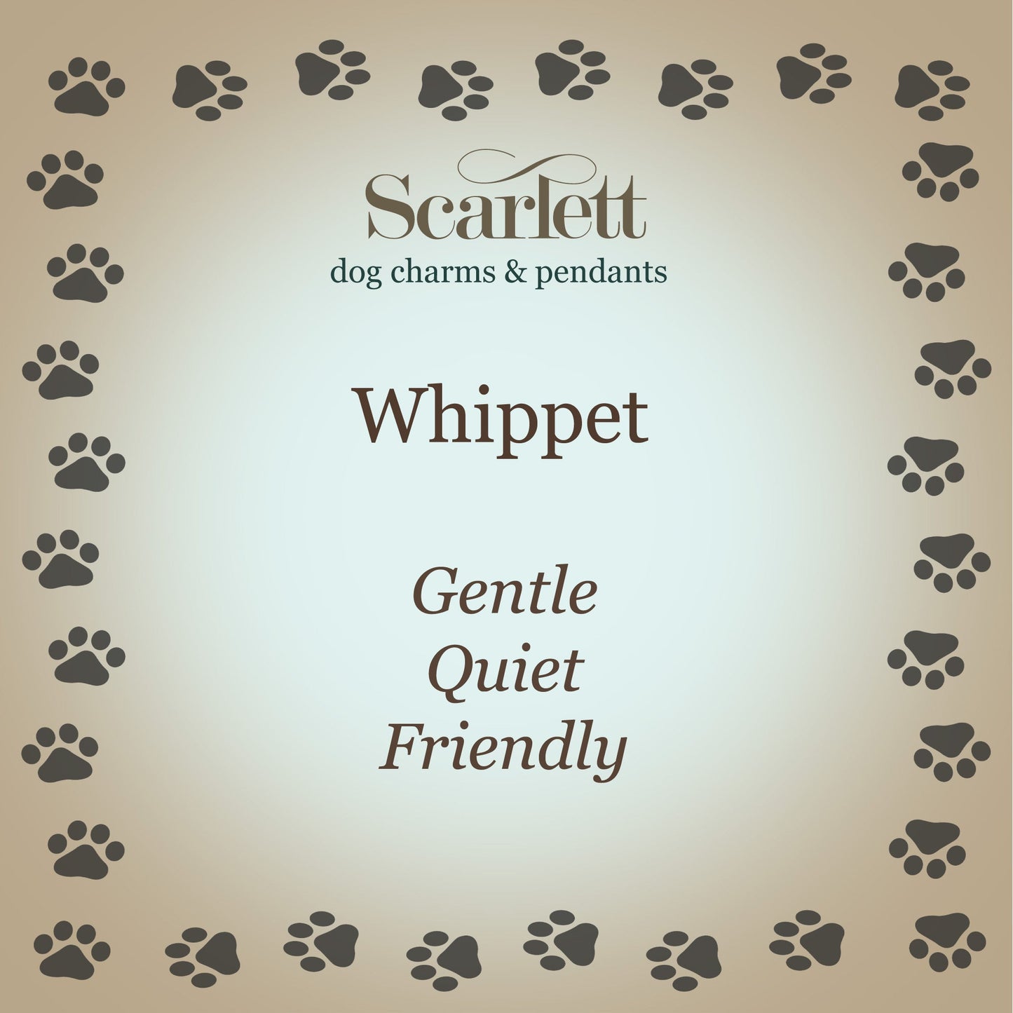 Whippet Silver Dog Charm