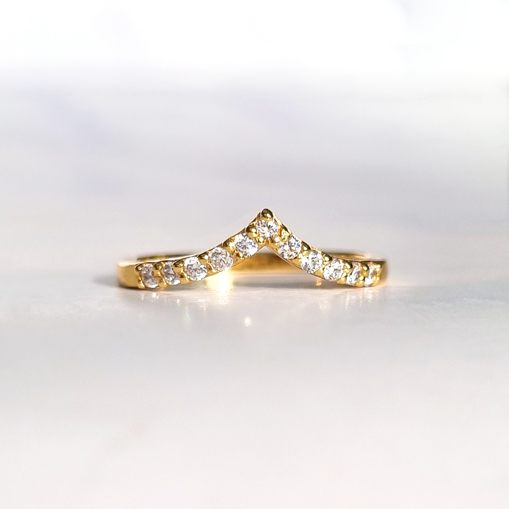 Bague Éternité Courbée Wishbone en Vermeil d'Or 18 carats