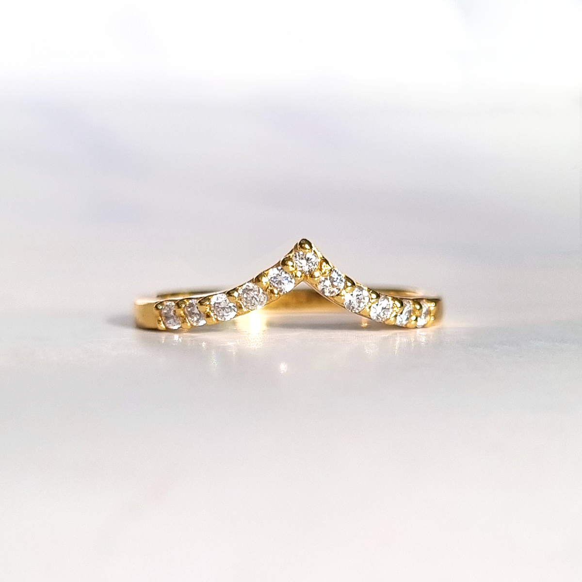Bague Éternité Courbée Wishbone en Vermeil d'Or 18 carats