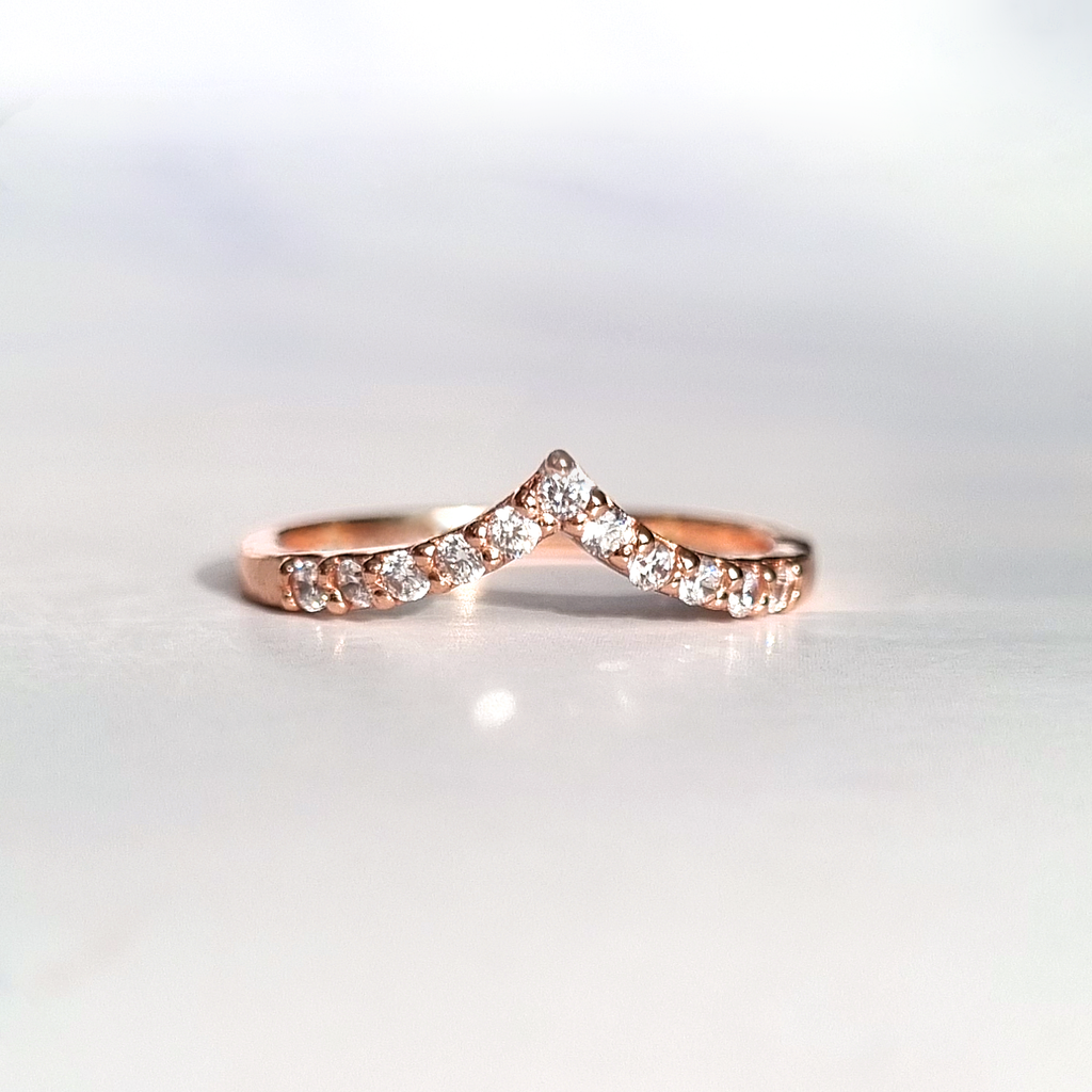 Bague Éternité Courbe Wishbone en Vermeil d'Or Rose 18 carats