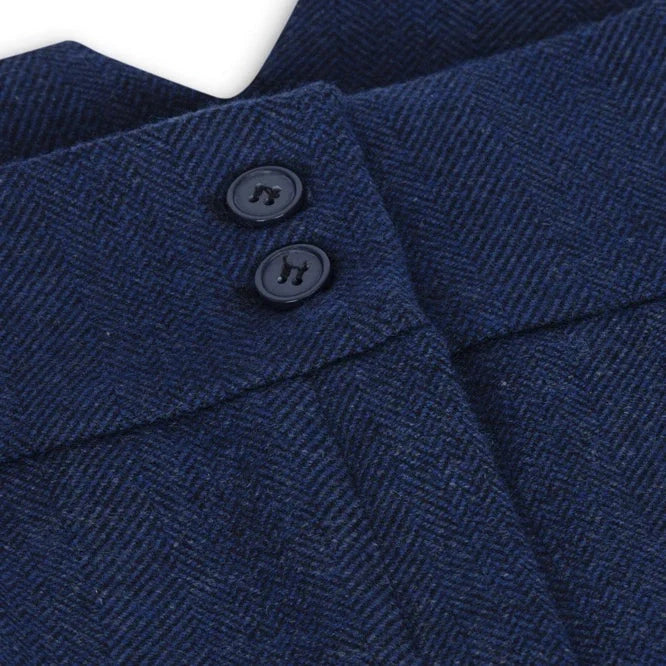 wsn02 - Women's Tweed Navy Blue Blazer Waistcoat & Trousers 1920s Suit