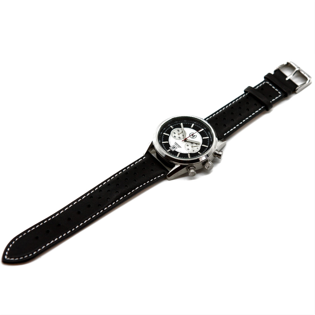 Bracelet de montre Rally en cuir noir