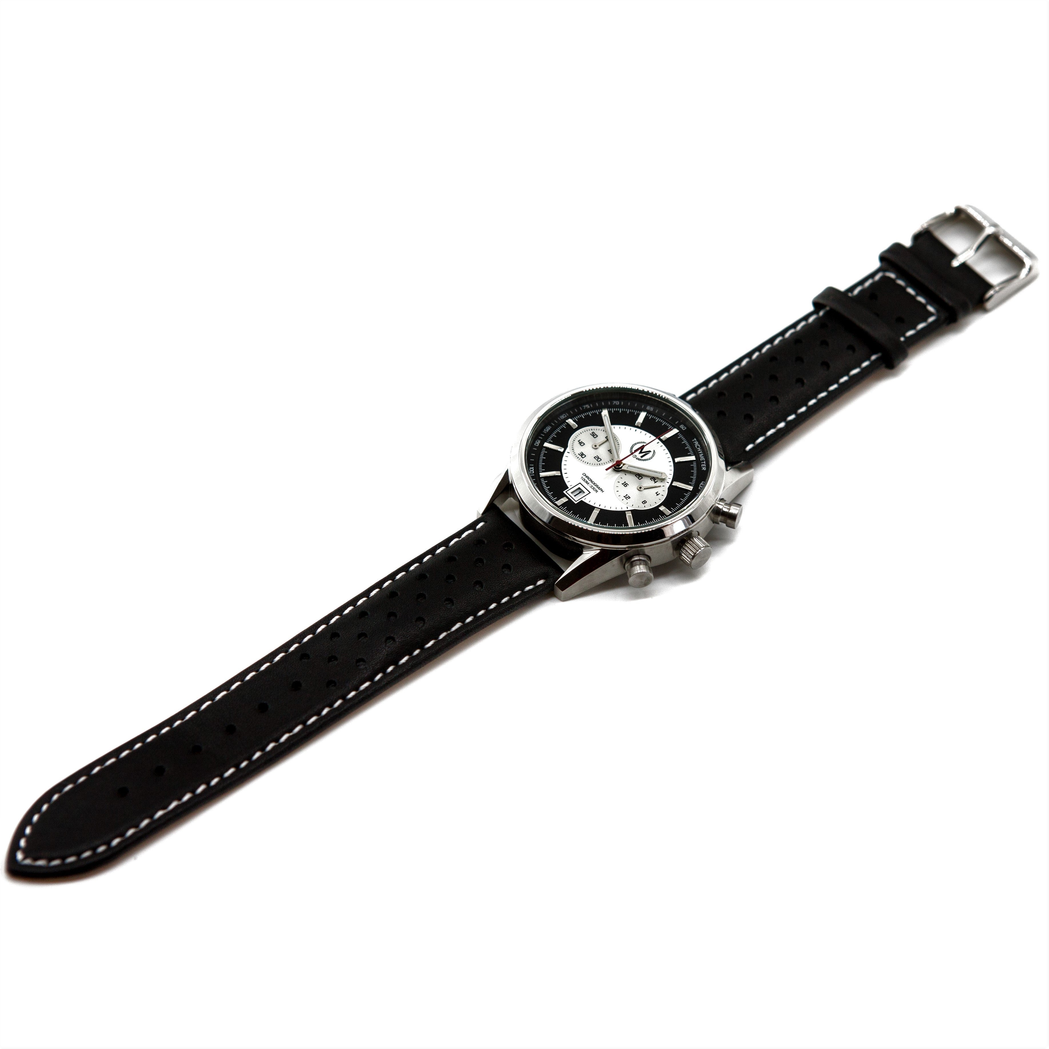 Bracelet de montre Rally en cuir noir