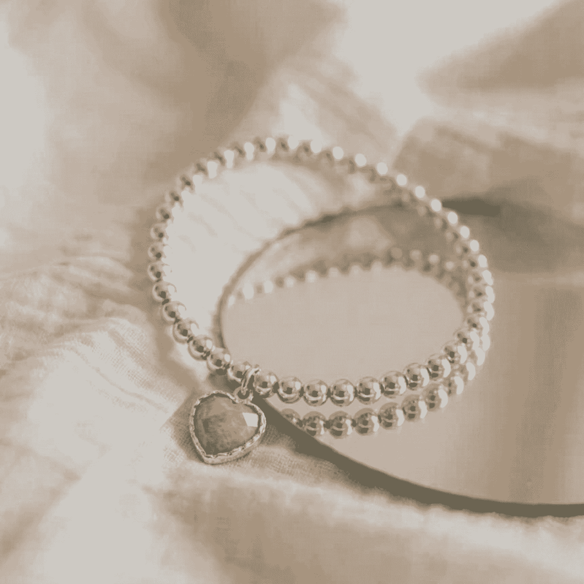 Amazonite Heart Charm Bracelet