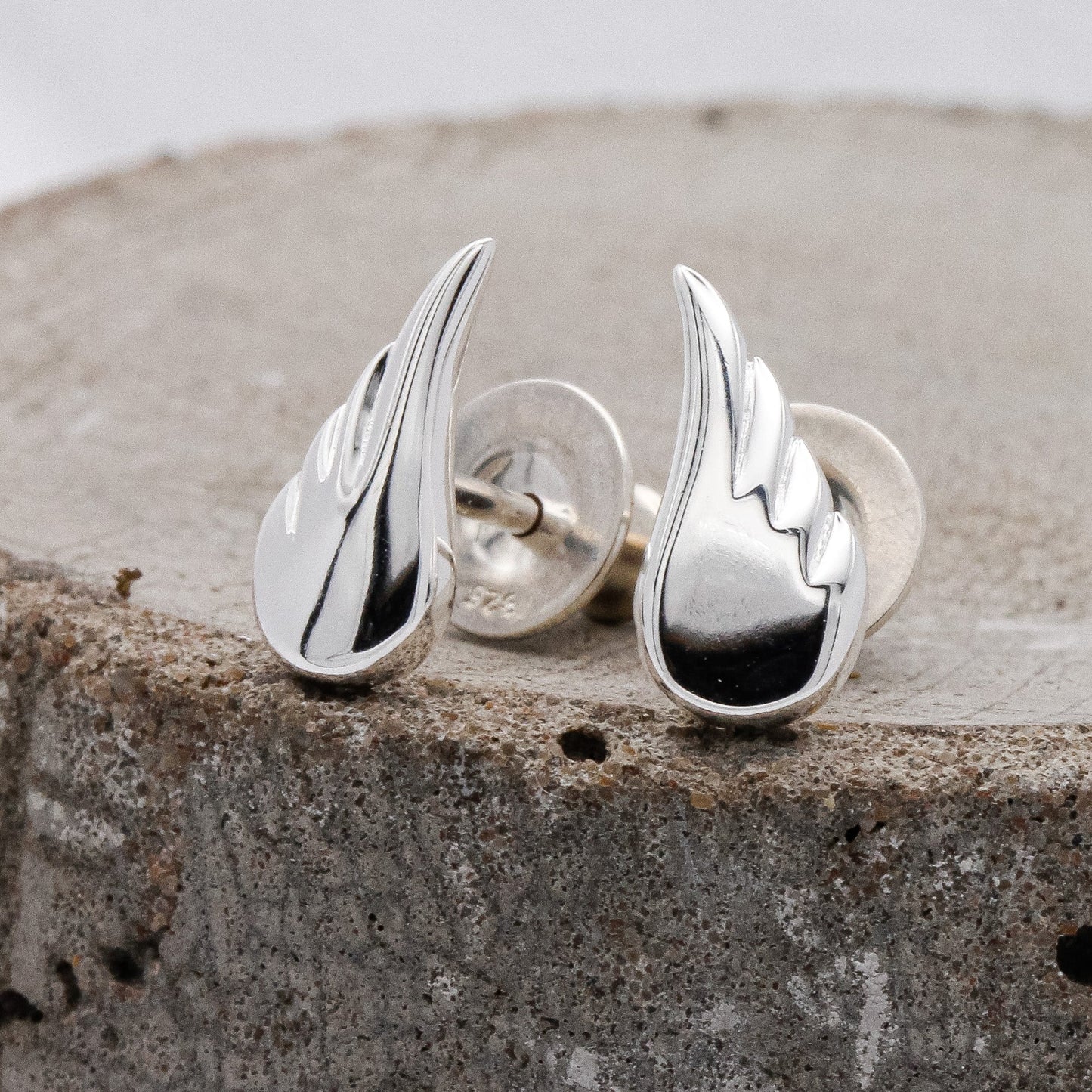 Angel Wing Silver Stud Earrings