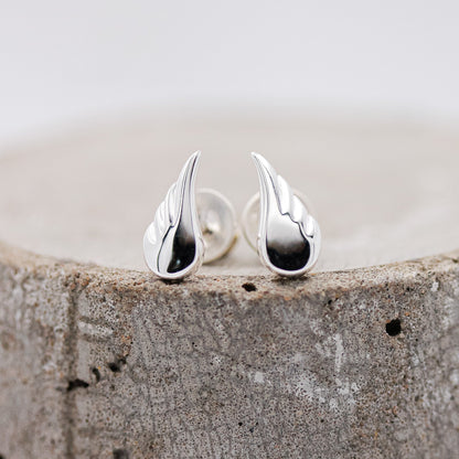 Angel Wing Silver Stud Earrings