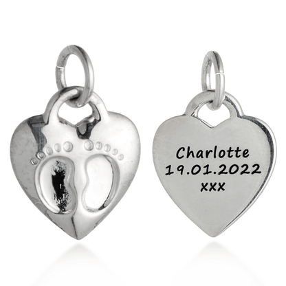 Baby Footsteps Personalised Silver Charm