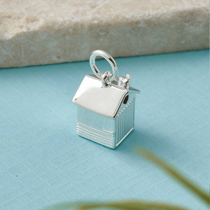 Beach Hut Personalised Silver Charm