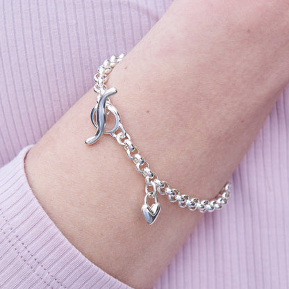 Heart Belcher Chain Charm Bracelet
