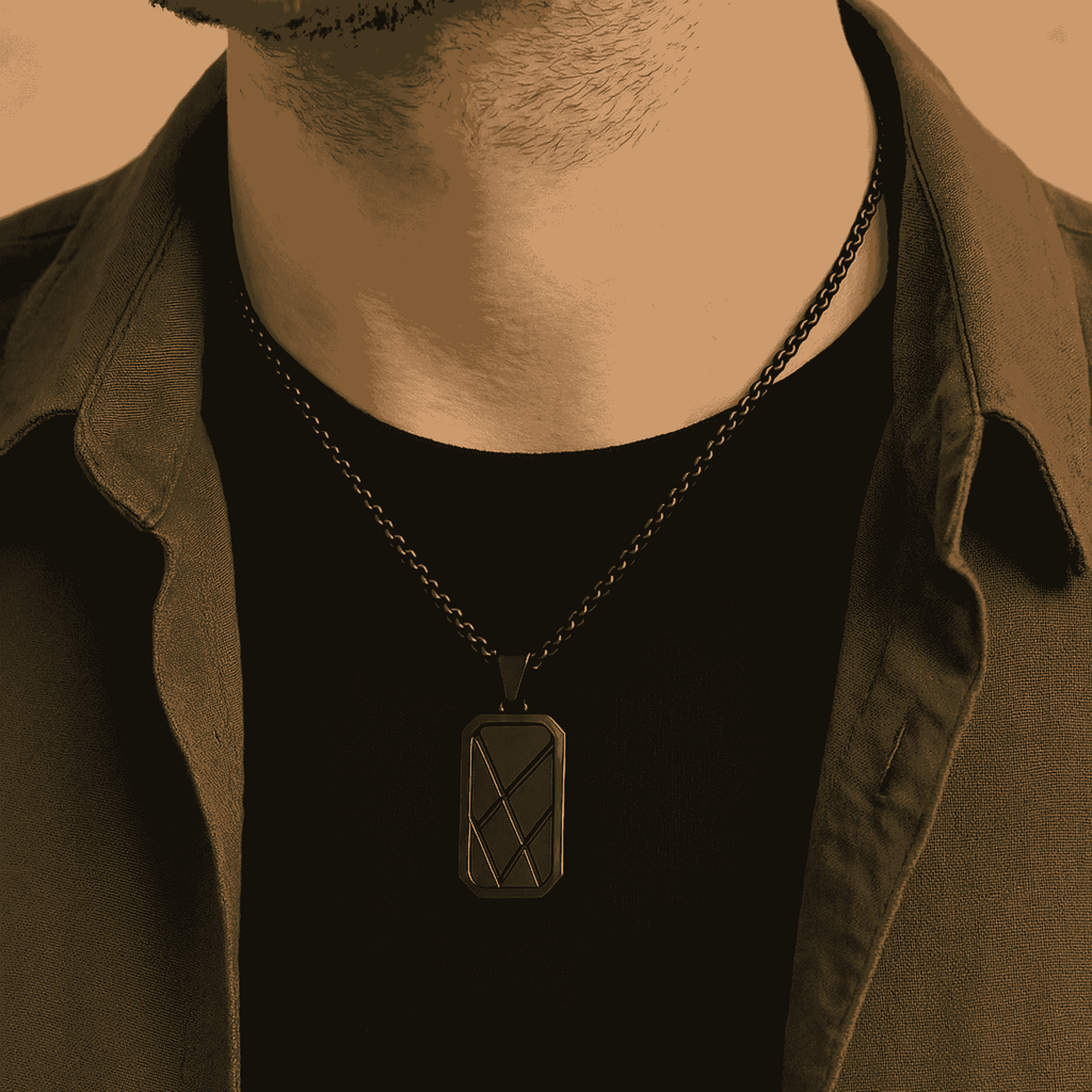 Personalised Men’s Contemporary Black Dog Tag Necklace