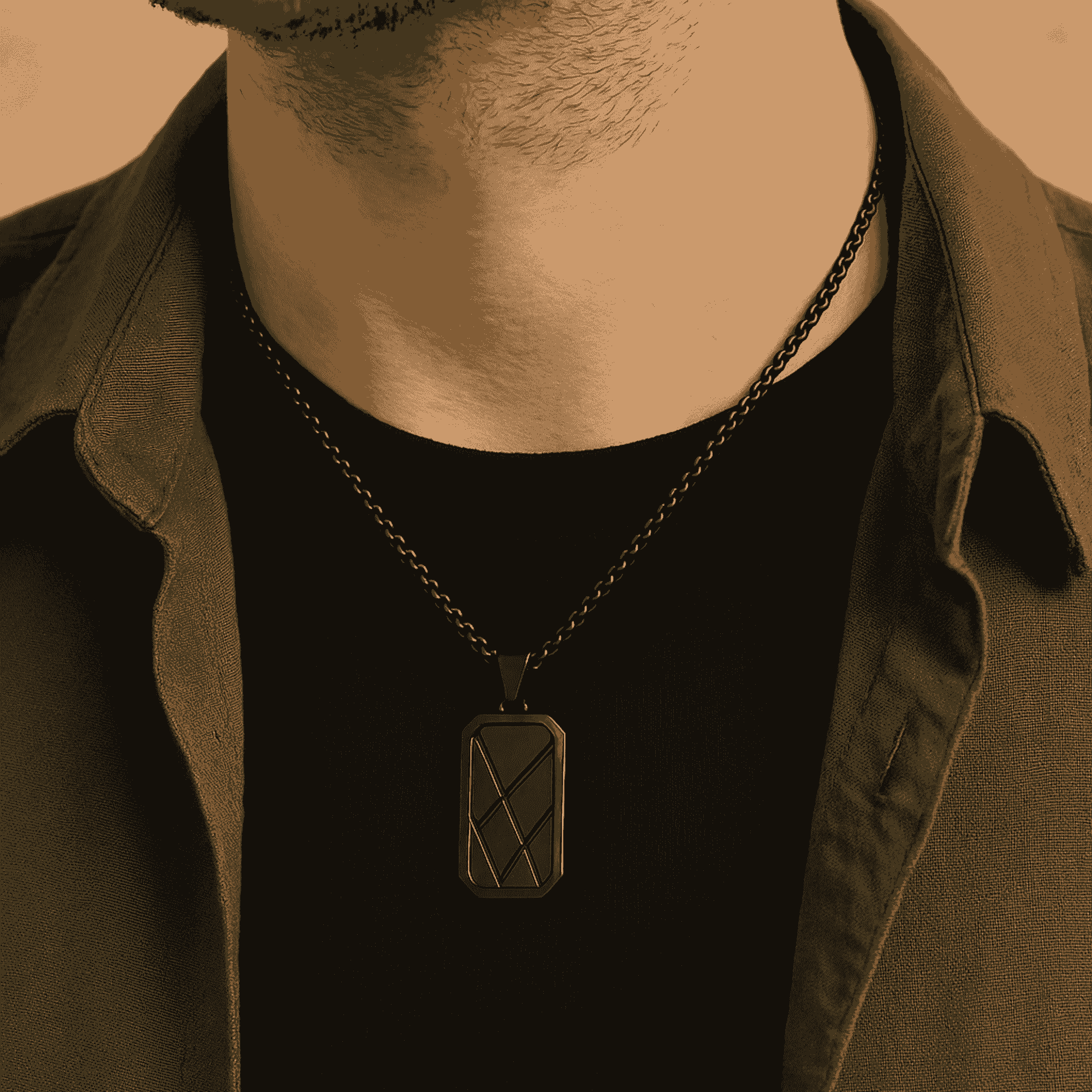 Personalised Men’s Contemporary Black Dog Tag Necklace