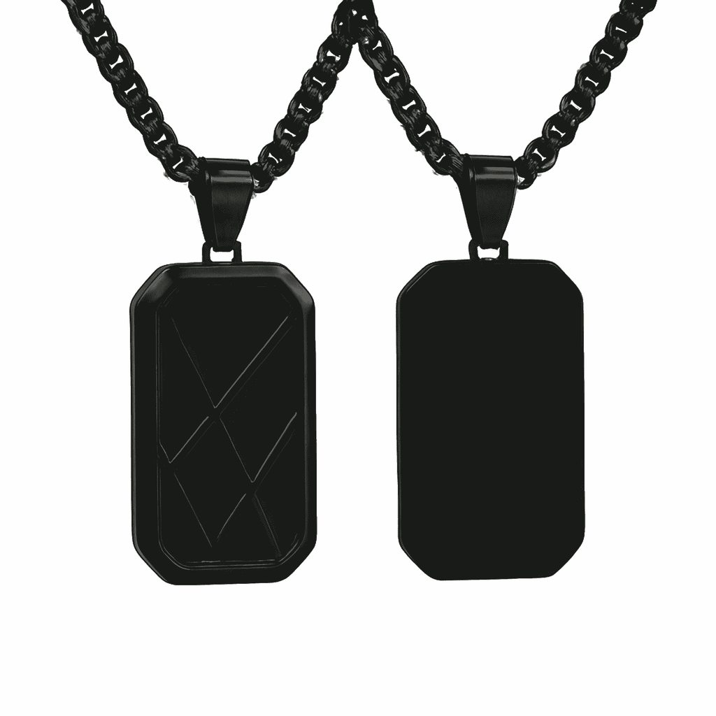 Personalised Men’s Contemporary Black Dog Tag Necklace