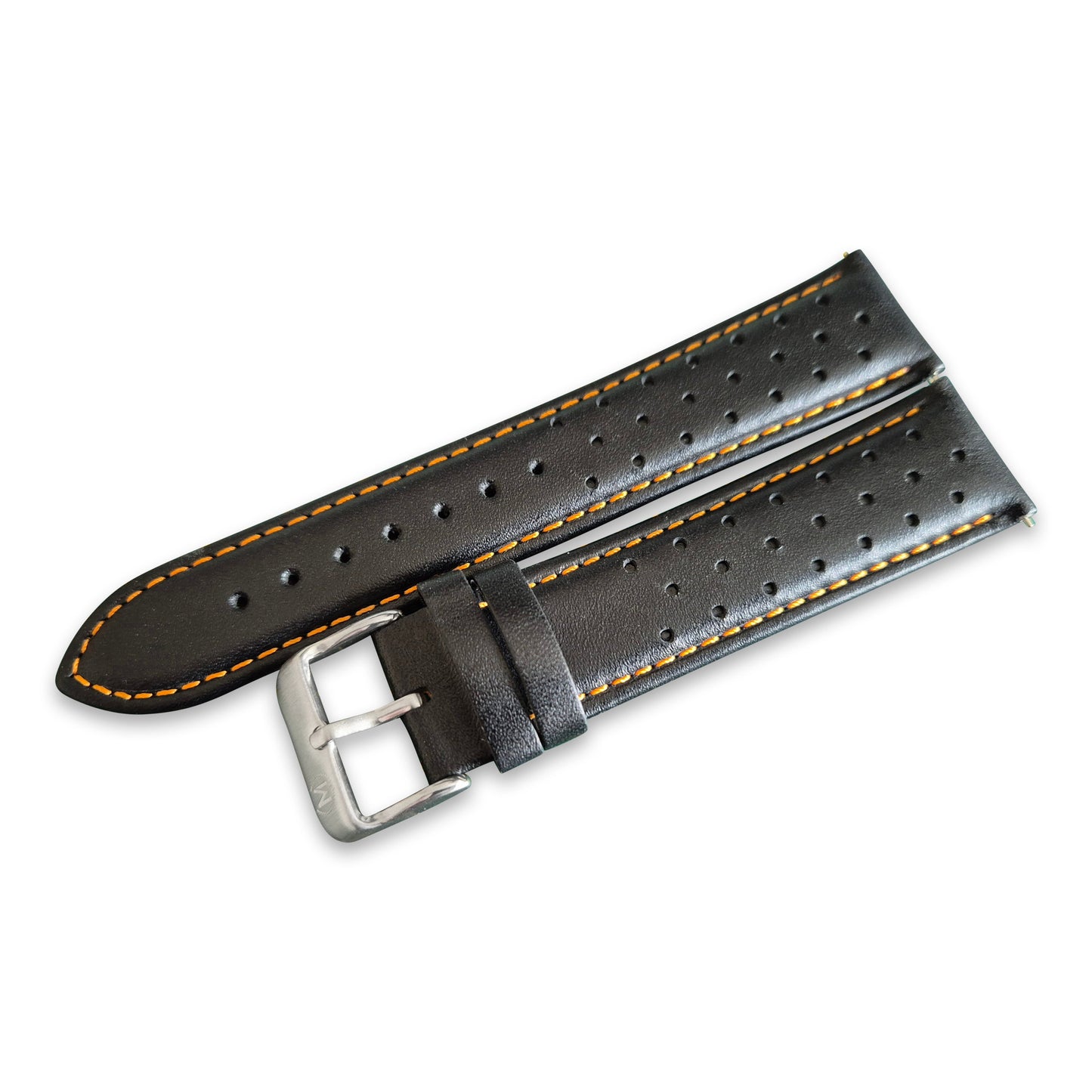 Black And Orange Leather Rally Watch Strap - SJR London Timepiece