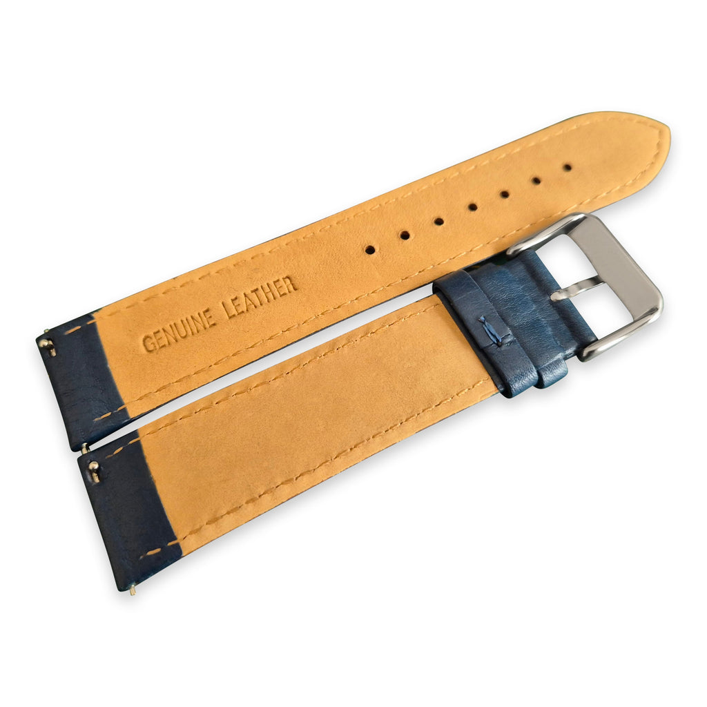 Bracelet de montre rallye en cuir bleu et orange