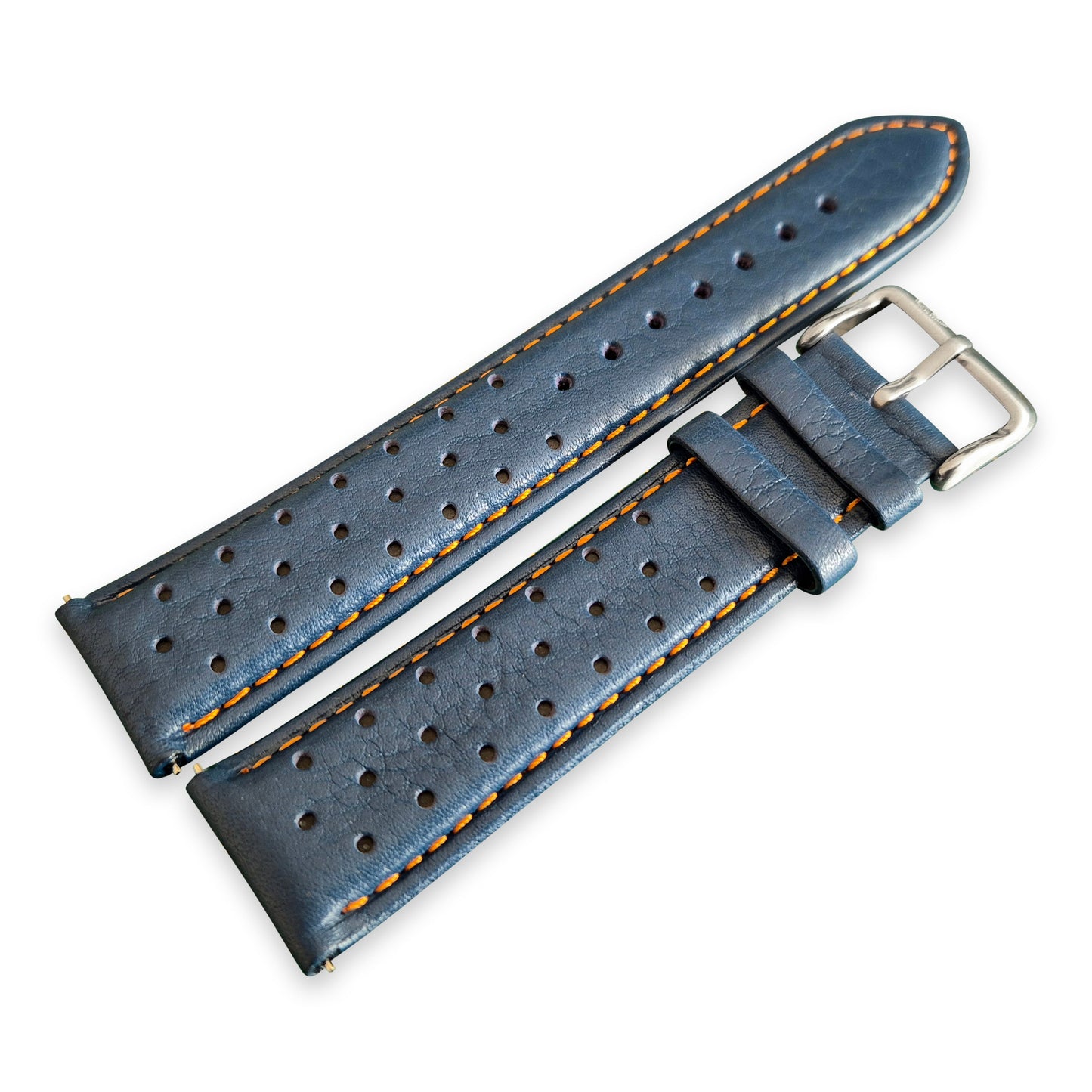 Blue And Orange Leather Rally Watch Strap - SJR London Timepiece