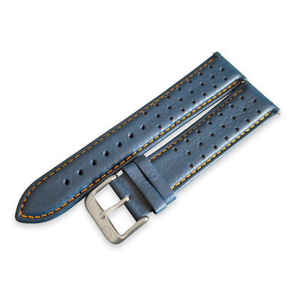 Blue And Orange Leather Rally Watch Strap - SJR London Timepiece