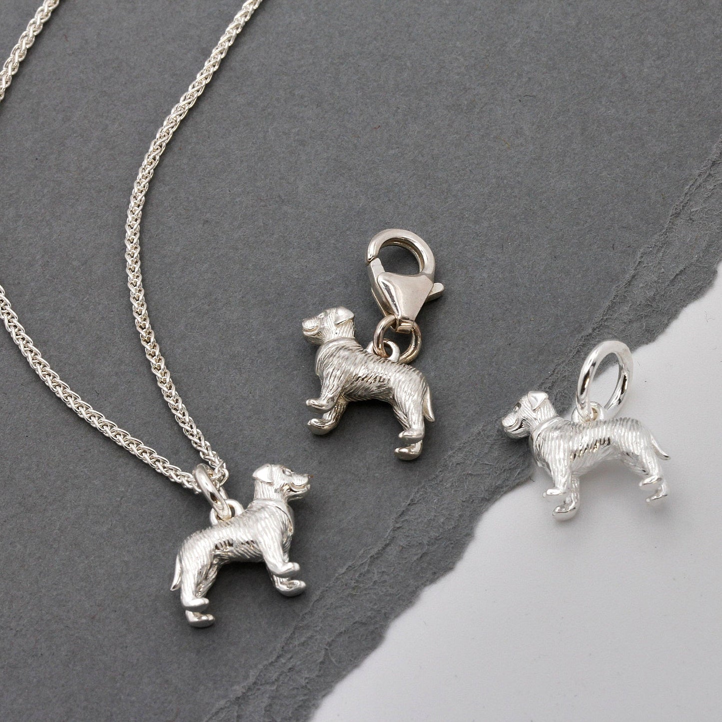 Border Terrier Silver Dog Charm