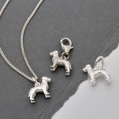 Border Terrier Silver Dog Charm