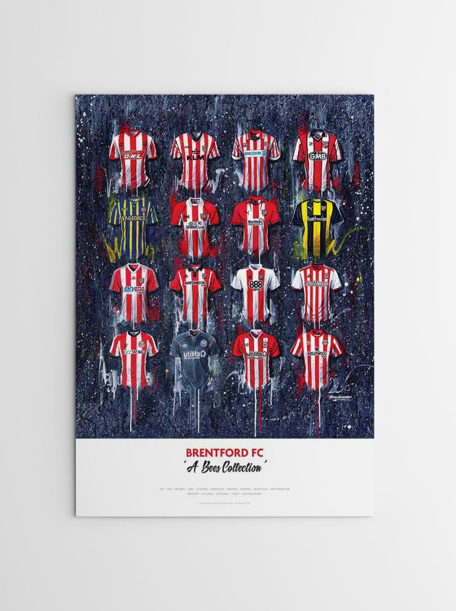 Brentford FC Shirts - A2 Signed Limited Edition Prints