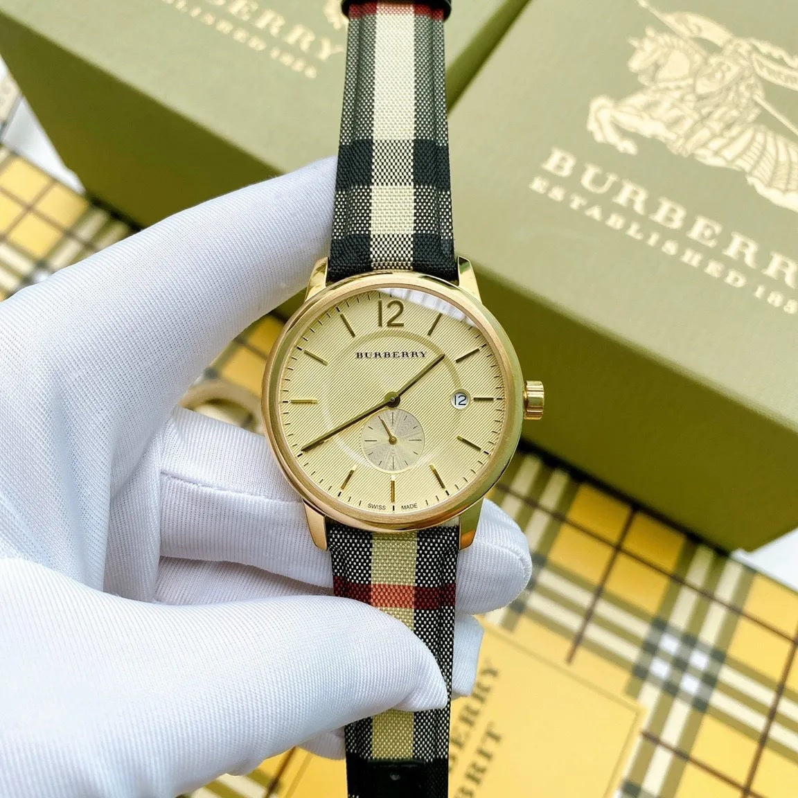 Burberry BU10001 The City Men's Gold & House Check Watch - SJR London Timepiece