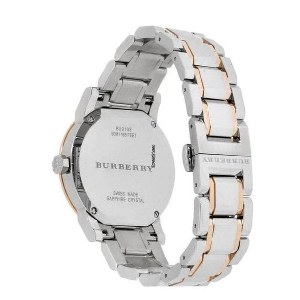 Montre femme Burberry BU9105 The City argent et or rose