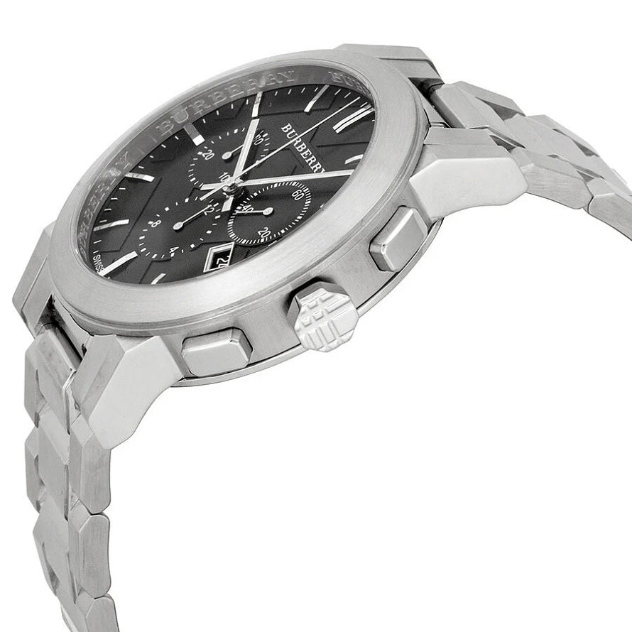 Montre chronographe Burberry BU9351 The City pour homme, argentée et noire