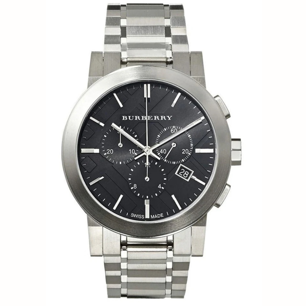 Montre chronographe Burberry BU9351 The City pour homme, argentée et noire