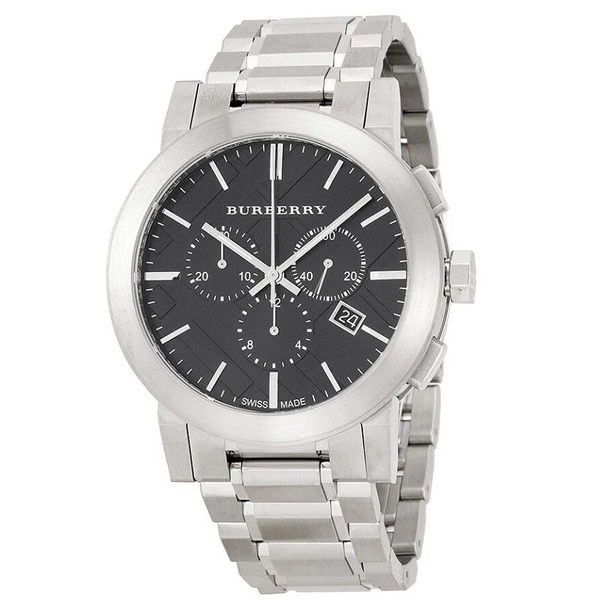Montre chronographe Burberry BU9351 The City pour homme, argentée et noire