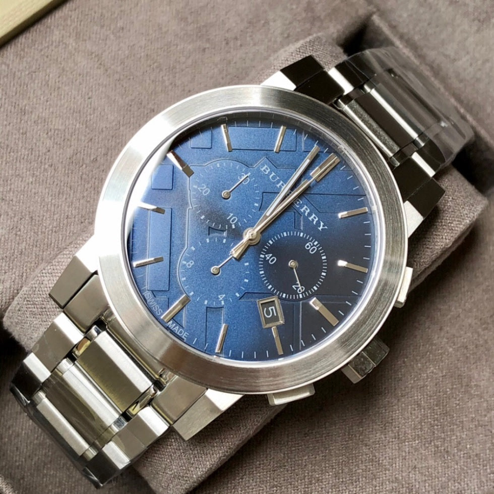 Burberry BU9363 The City Men's Silver & Blue Chronograph Watch - SJR London Timepiece