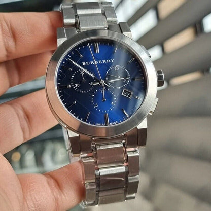 Burberry BU9363 The City Men's Silver & Blue Chronograph Watch - SJR London Timepiece