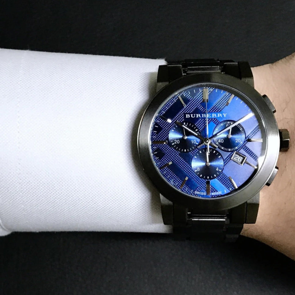 Montre Burberry BU9365 The City Homme Canon de fusil et Bleue